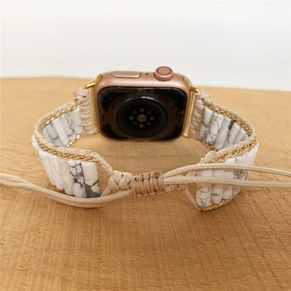 Fashion Natural White Pine Stone Woven Watch Band
